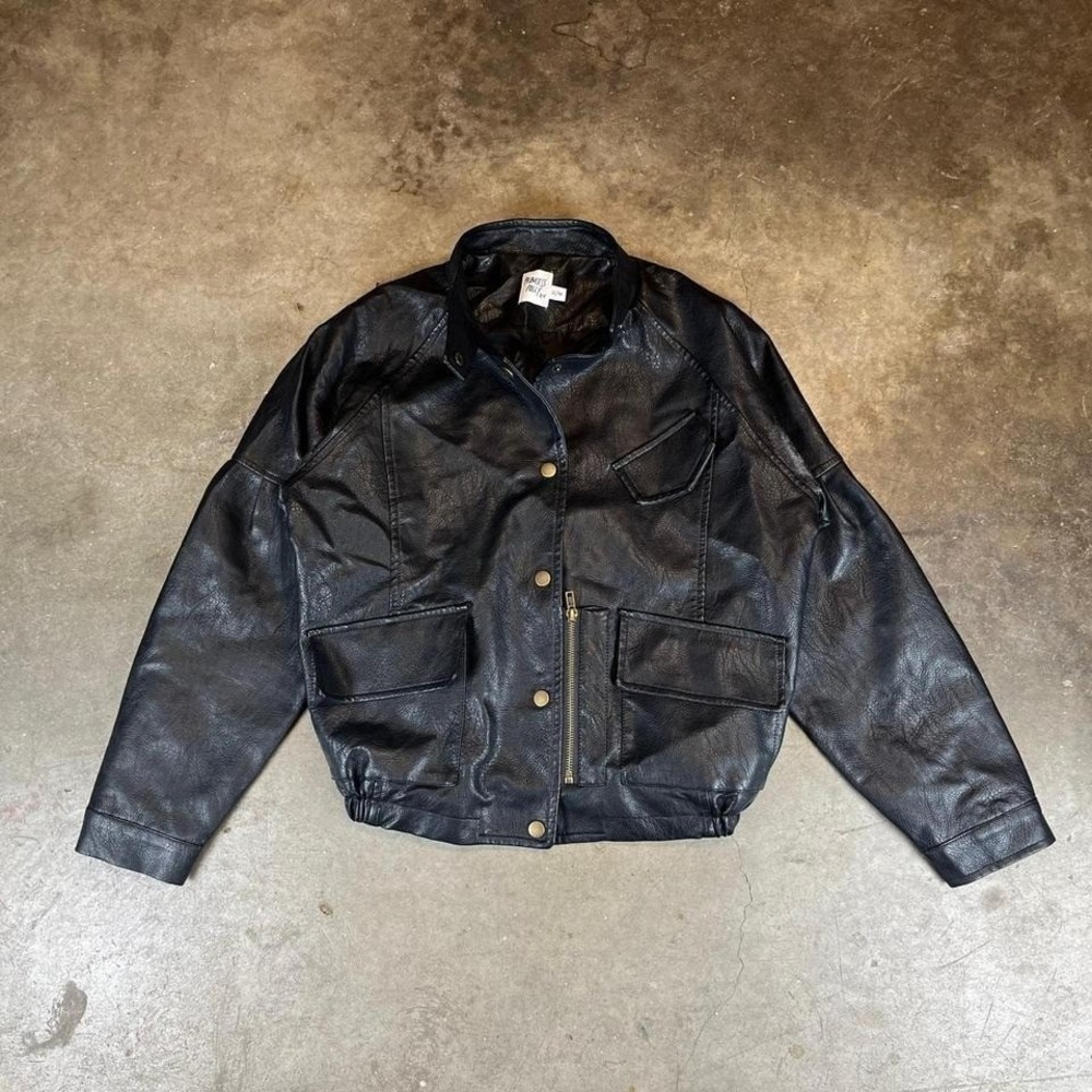 Princess Polly black leather bomber jacket Women's Size S/M